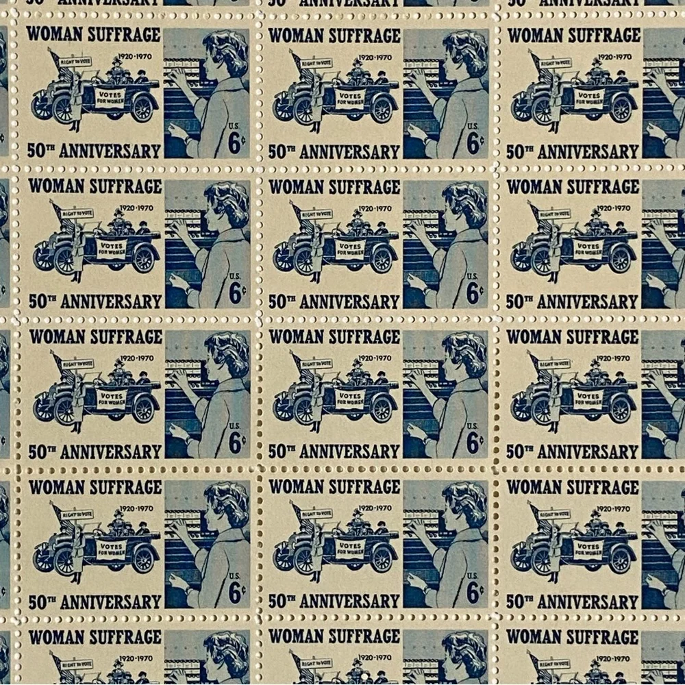 Woman Suffrage Sheet of 50 1970 6 Cent Stamps Scott #1406 MNH Blue White Vote